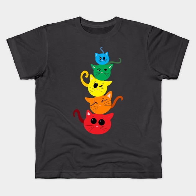 Rainbow Cats Kids T-Shirt by Jade Wolf Art